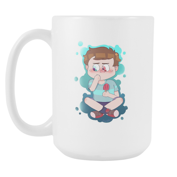 boy on white mug