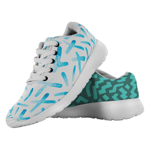 test shoe - abstract blue and aqua