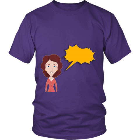 test shirt - woman talking
