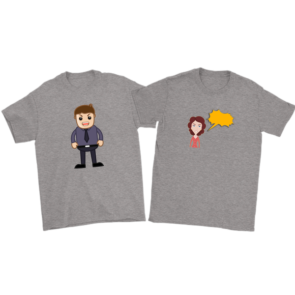 test couples shirt - angry cartoons - 3/4 double