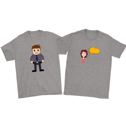 test couples shirt - angry cartoons - 3/4 double